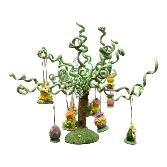 Mini Miniature Easter Tree Spring Eggs Decor Decoration Rabbit Bunny Easter VTG - Picture 8 of 13